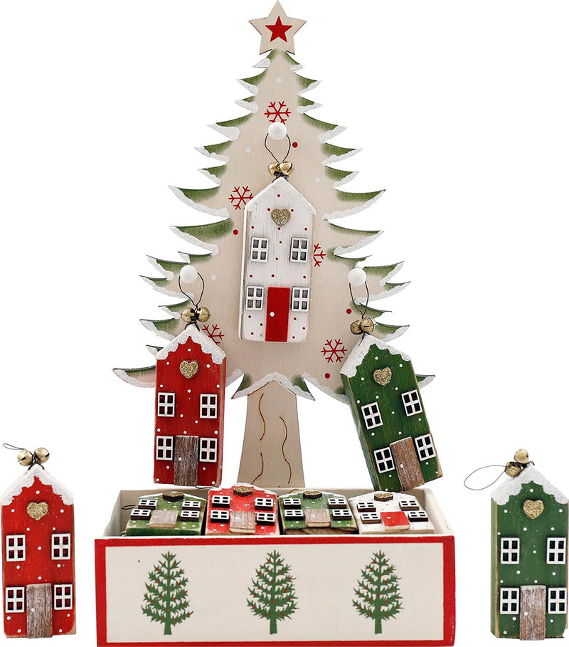 Decoro Casetta in Legno da Appendere con Campanelli