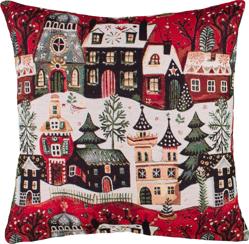 Cuscino The Village in Gobelin con Stampa Natalizia
