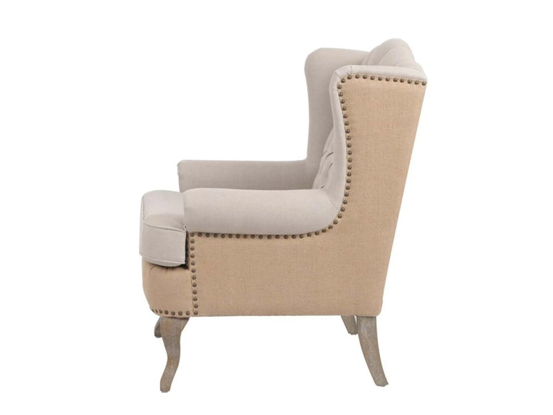 BLANC MARICLÒ Poltrona in Legno Lino e Juta Beige "GELSOMINO NOTTURNO"