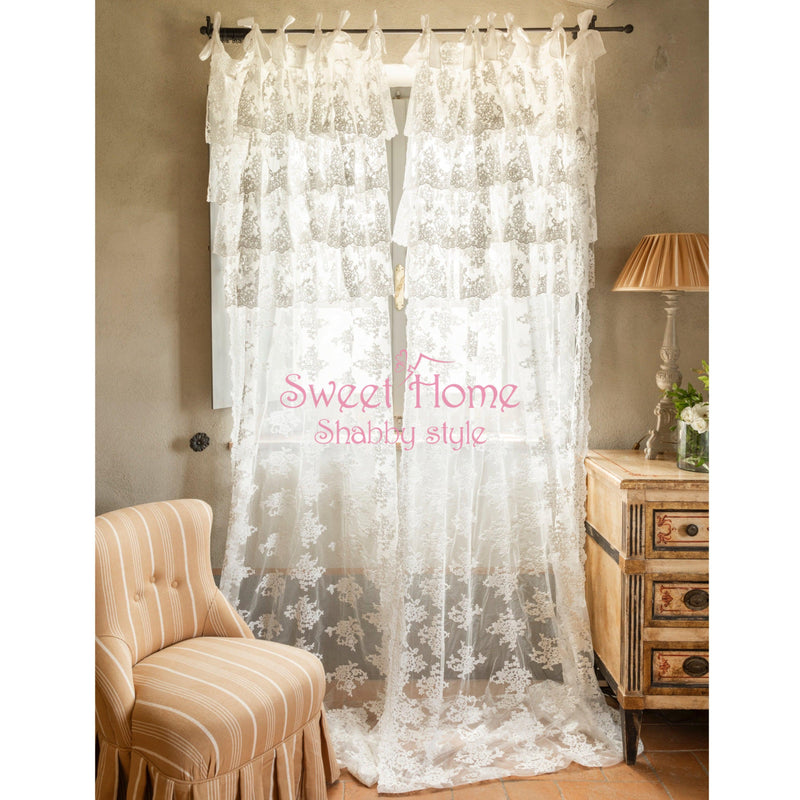 CHEZ MOI Tenda in Pizzo con Balze "Mademoiselle Flora"