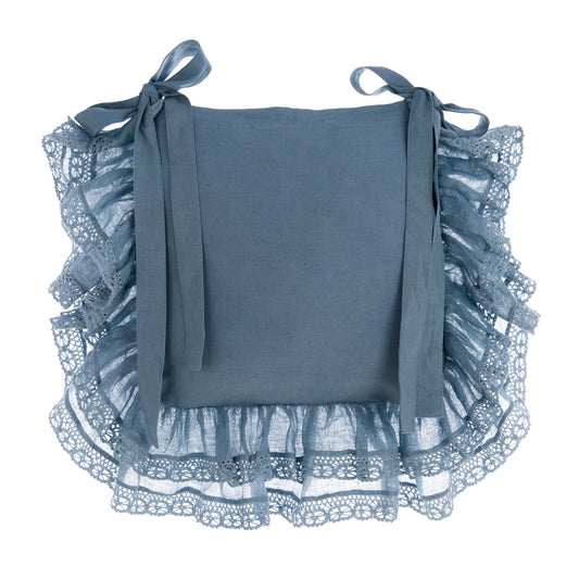 Set 6 copri cuscini sedia in cotone e lino con rouche Tiepolo Blanc Mariclò