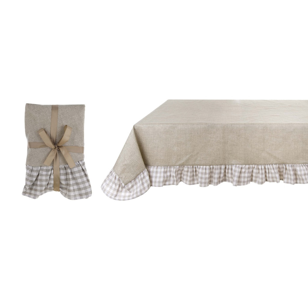 Stain-resistant waxed tablecloth with 5 cm frill Bon bon Blanc Mariclò
