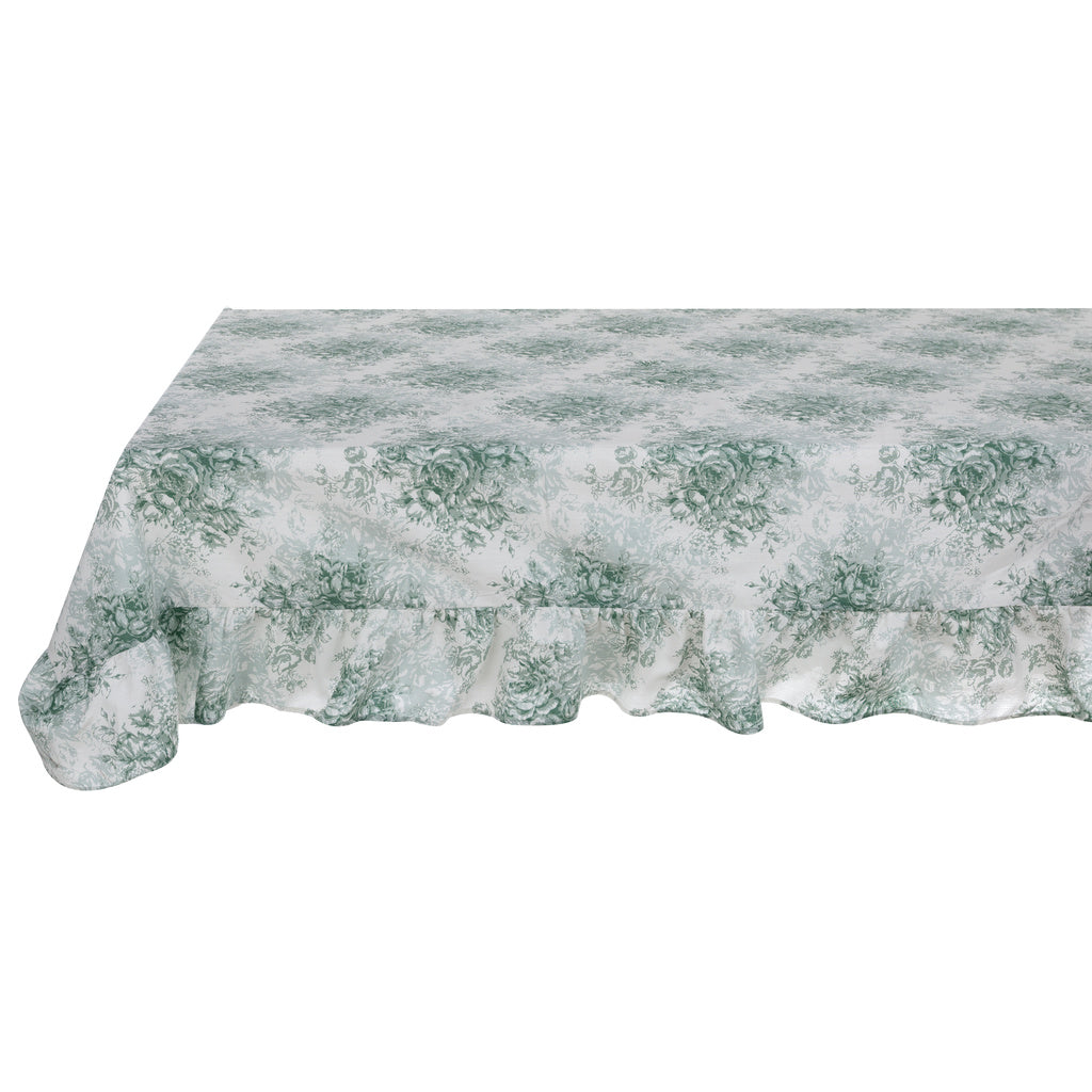 Tablecloth with frill 15 cm English rose Blanc Mariclò