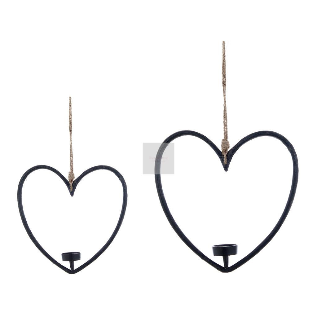 Urte Neumann Set Di 2 Portacandele Da Parete In Metallo Nero Con Portacandele In Vetro - Decorazione Elegante Per La Casa