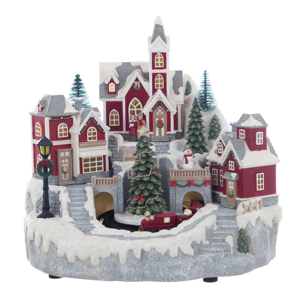Carillon villaggio di Natale animato con led Ho holy night Blanc Mariclò
