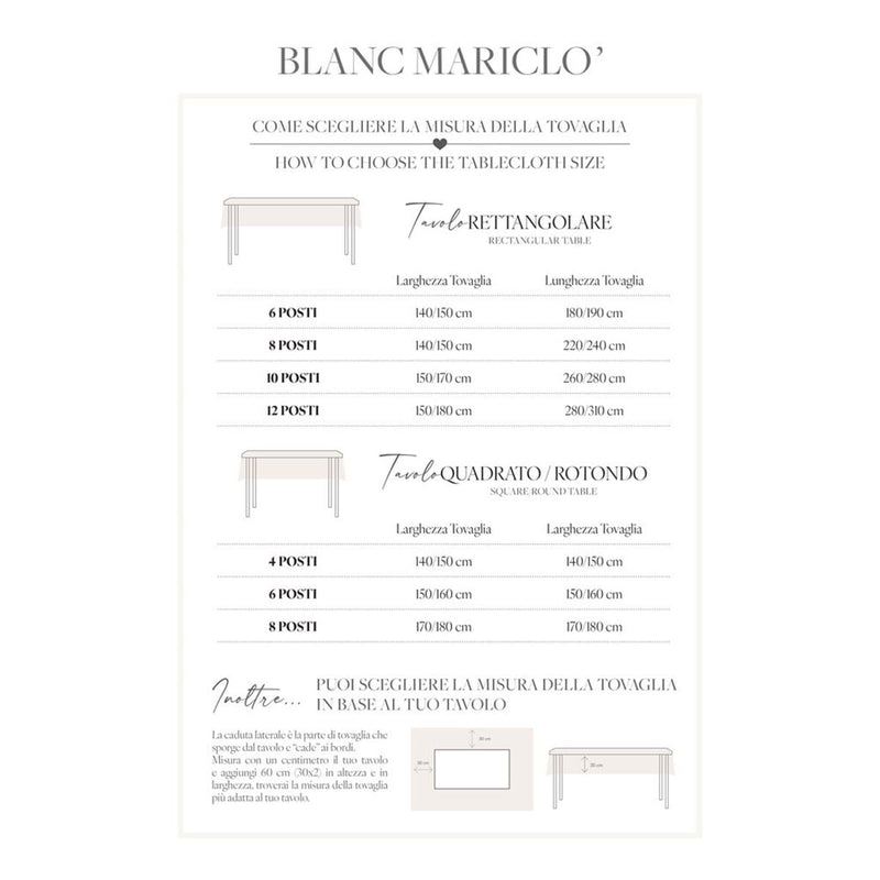 BLANC MARICLÒ Tovaglia in Cotone e Gala in Sangallo "TINTORETTO"