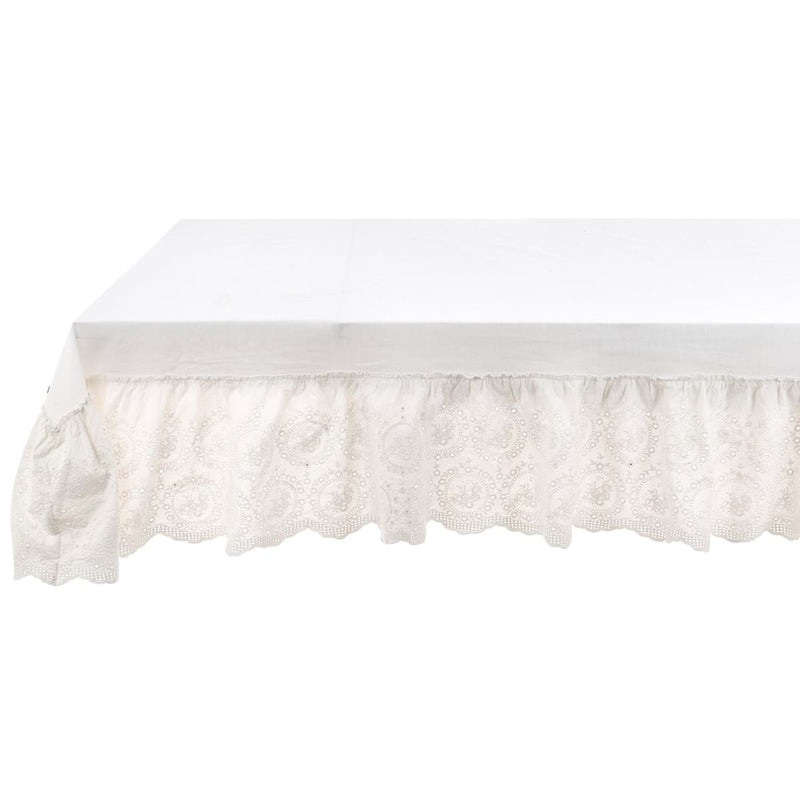 BLANC MARICLÒ Tovaglia in Cotone e Gala in Sangallo "TINTORETTO"