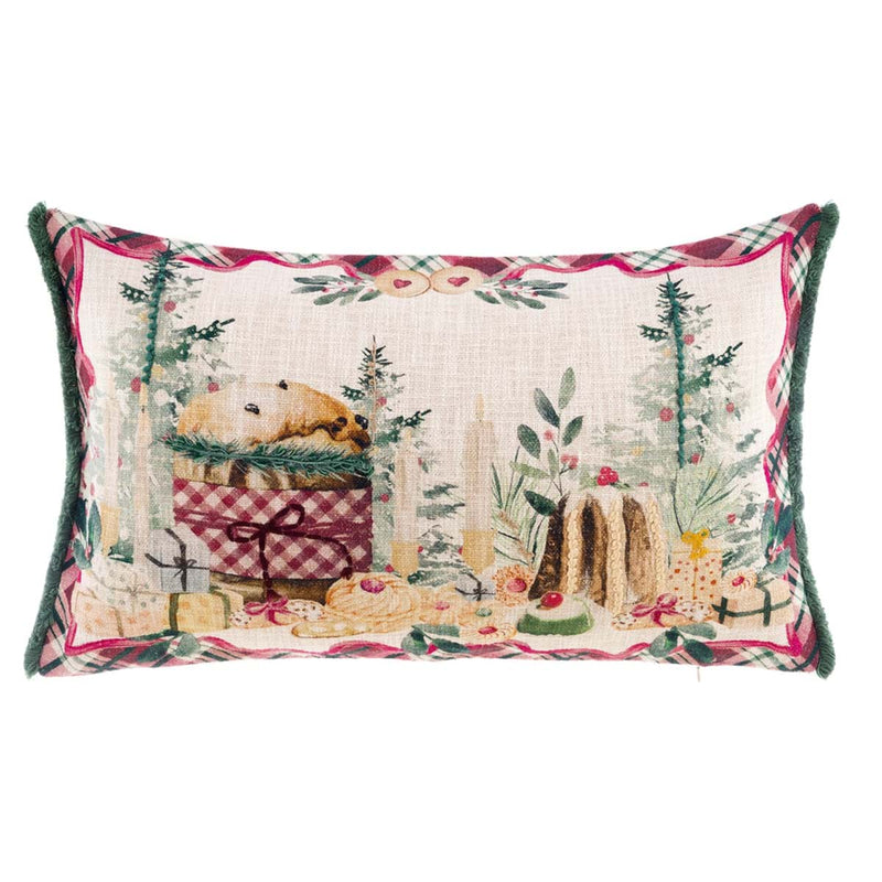 BLANC MARICLÒ Cuscino Guanciale Natalizio con Frangia " LA PATISSERIE "