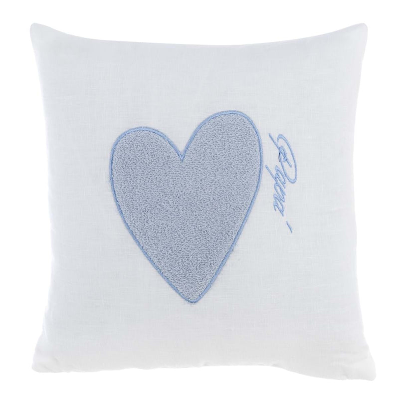 BLANC MARICLÒ Cuscino in Lino con Cuore e Ricamo Papà "JE T'AIME"