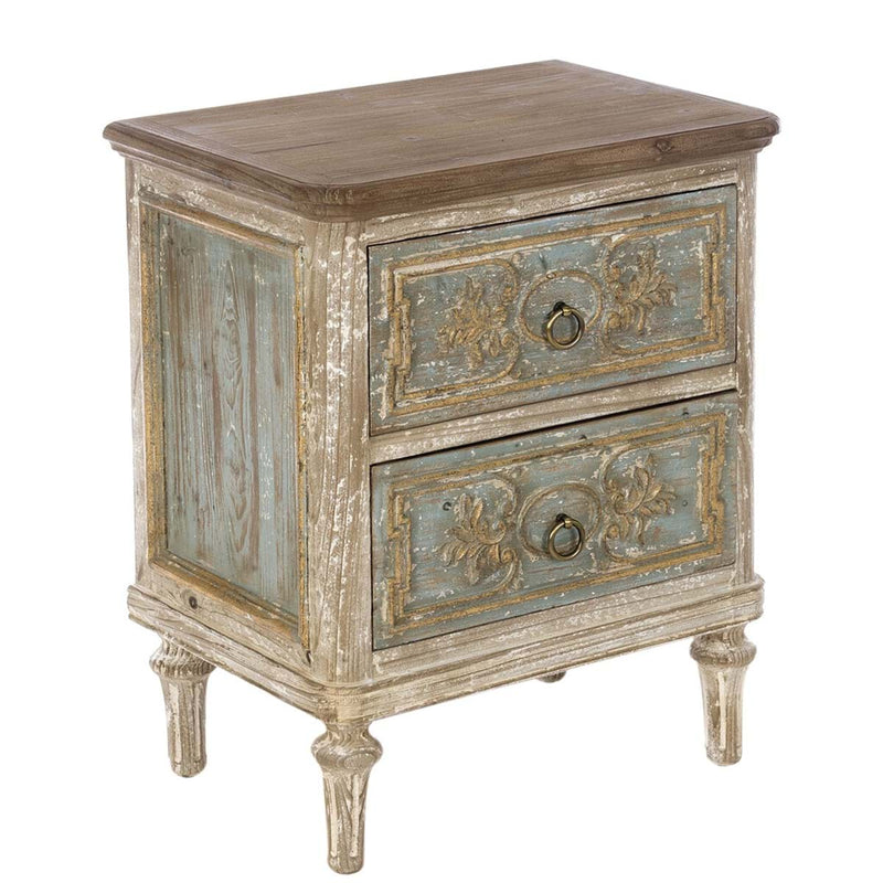 BLANC MARICLÒ Comodino Vintage in Legno "INTARSI"