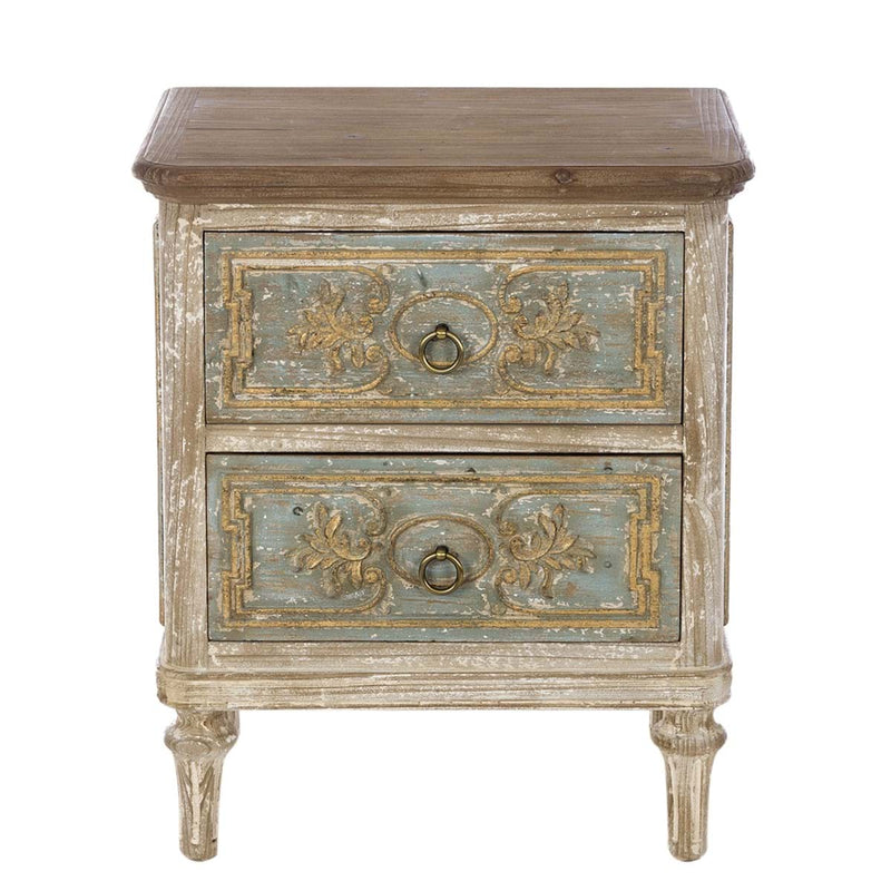 BLANC MARICLÒ Comodino Vintage in Legno "INTARSI"