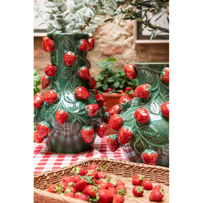 BLANC MARICLÒ Vaso in Ceramica con Fragole " AEGEO "