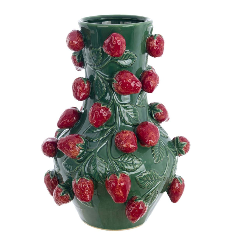 BLANC MARICLÒ Vaso in Ceramica con Fragole " AEGEO "