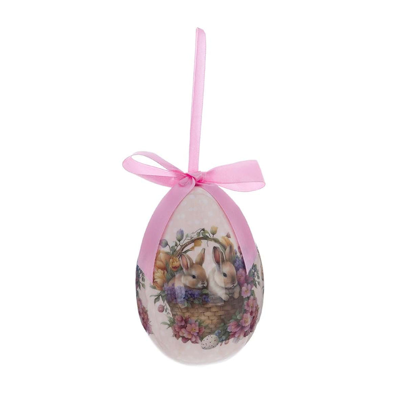 BLANC MARICLÒ Uovo con Conigli e Fiocco Rosa "FESTALIA"