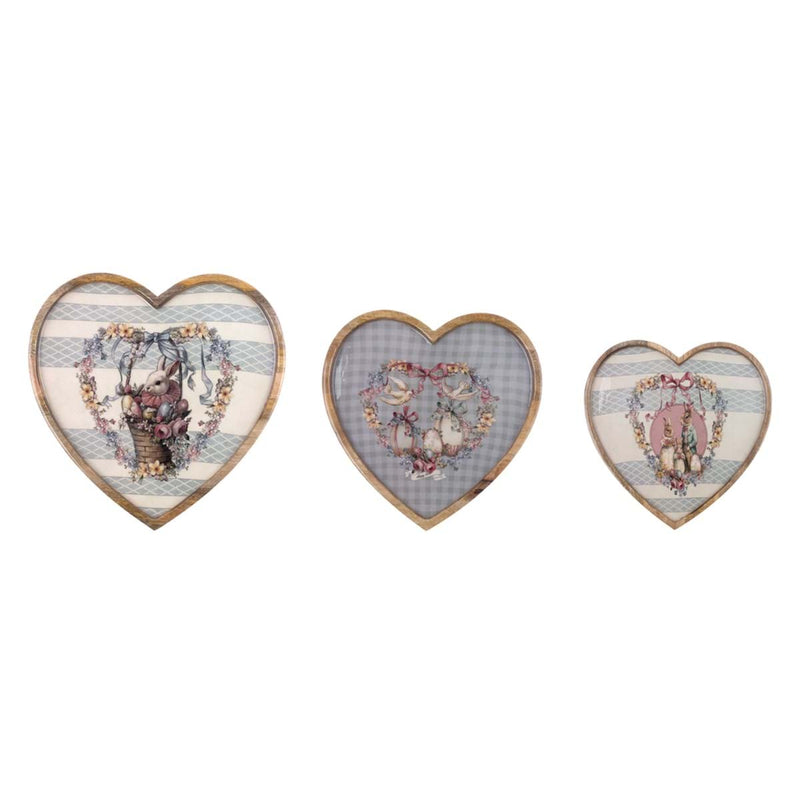 BLANC MARICLÒ Set/3 Vassoi Cuore " JOYEUSES PÂQUES "