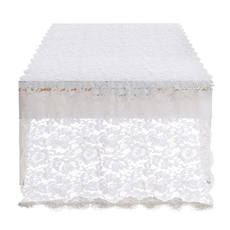 BLANC MARICLÒ Runner in Pizzo Bianco e Fiori  "DENTELLE"