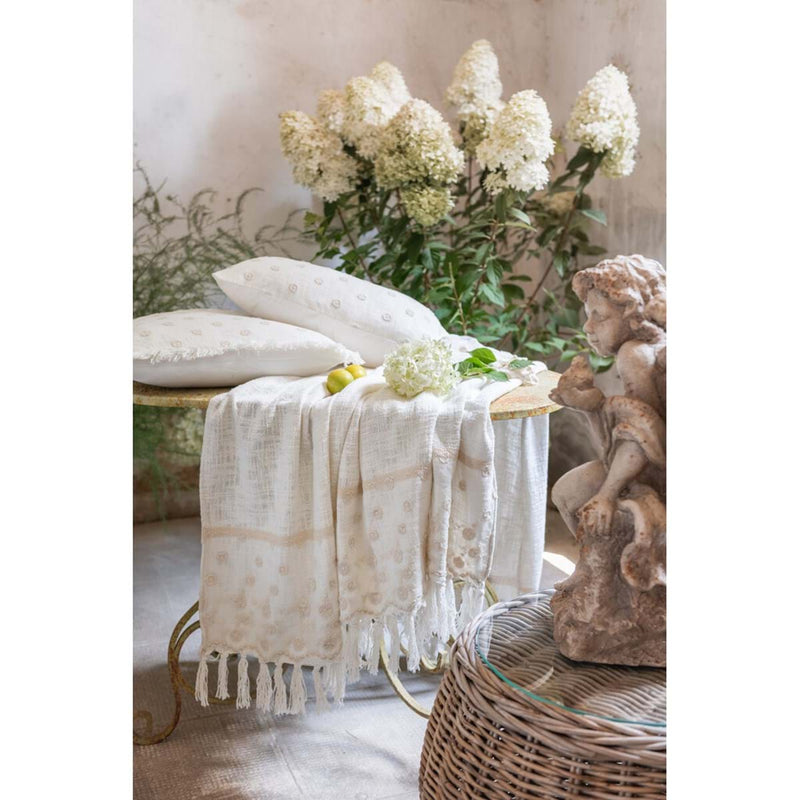 BLANC MARICLÒ Cuscino in Cotone con Pizzo " DENTELLE "