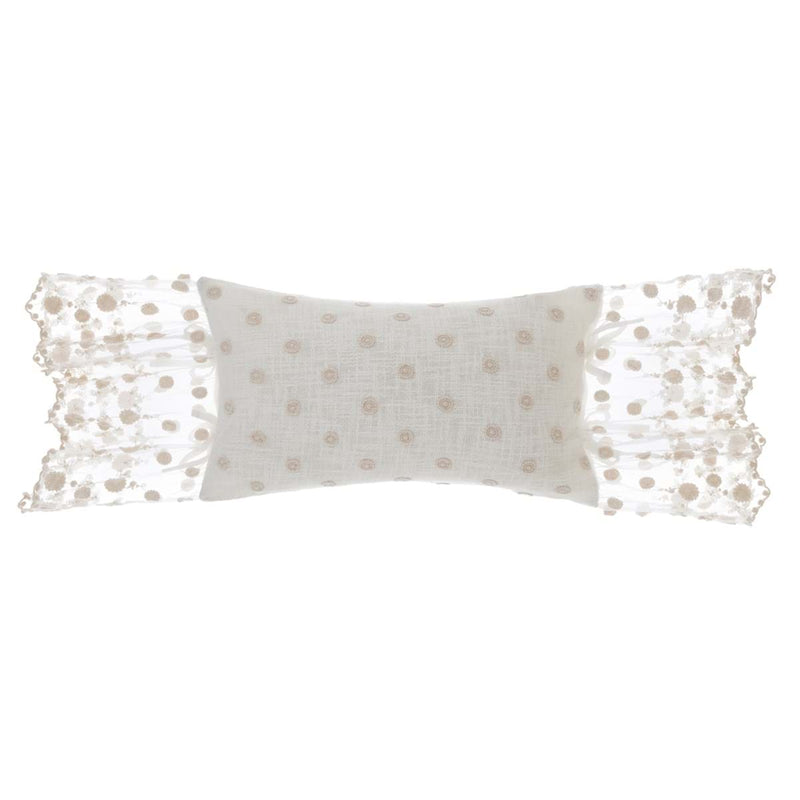 BLANC MARICLÒ Cuscino Rettangolare in Cotone e Gala in Pizzo "DENTELLE"