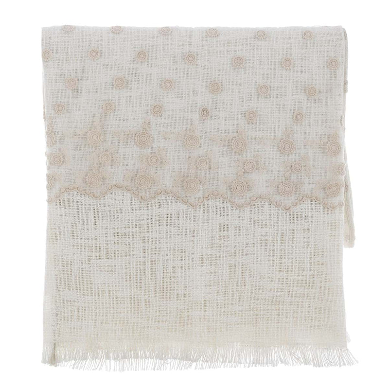 BLANC MARICLÒ Plaid Estivo Copritutto in Cotone con Pizzo " DENTELLE "