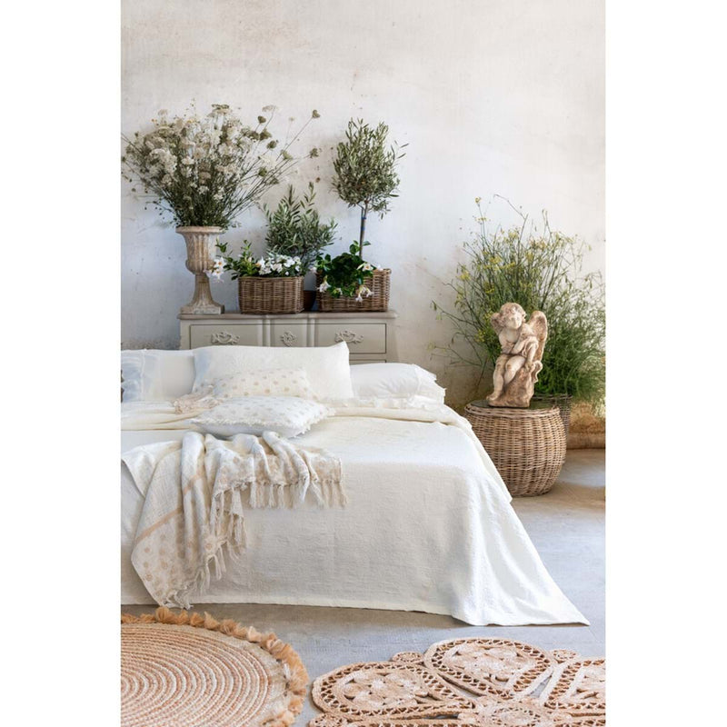 BLANC MARICLÒ Plaid Estivo Copritutto in Cotone con Pizzo " DENTELLE "