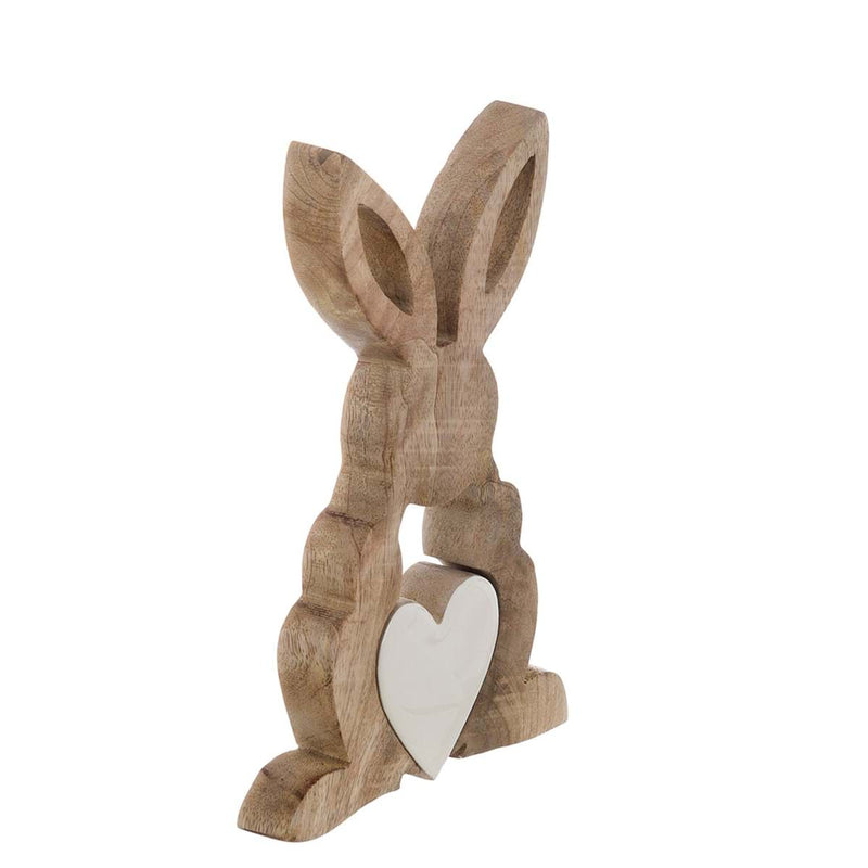 BLANC MARICLÒ Coniglio Piccolo in Legno con Cuore "PASQUA IN FESTA"