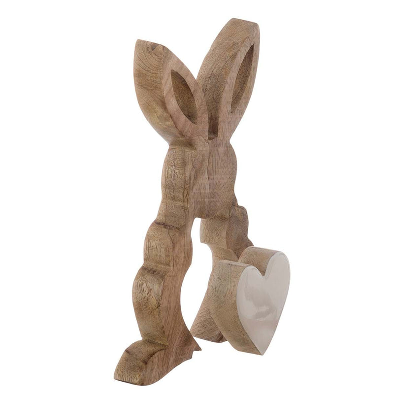 BLANC MARICLÒ Coniglio Piccolo in Legno con Cuore "PASQUA IN FESTA"