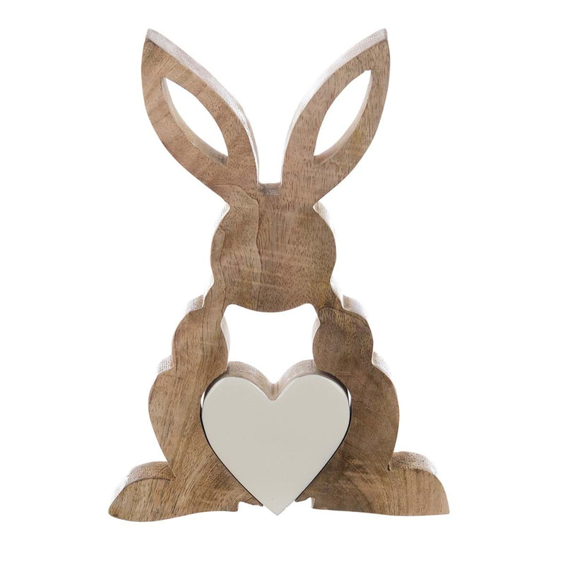 BLANC MARICLÒ Coniglio Piccolo in Legno con Cuore "PASQUA IN FESTA"