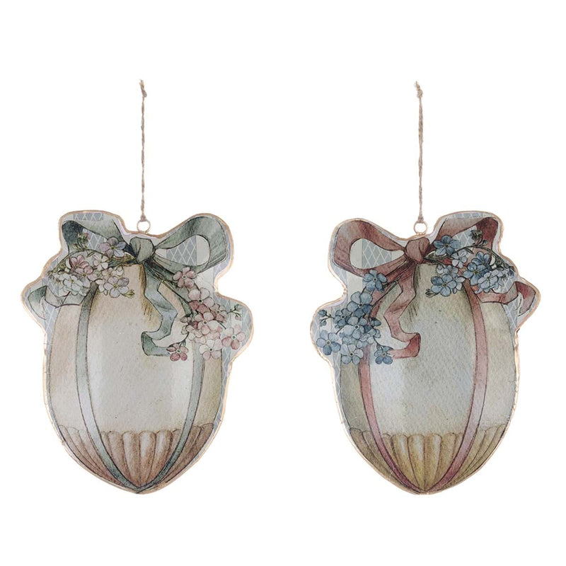 BLANC MARICLÒ Uovo da Appendere in Latta " JOYEUSES PÂQUES "