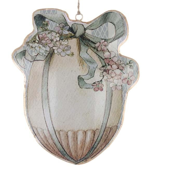 BLANC MARICLÒ Uovo da Appendere in Latta " JOYEUSES PÂQUES "