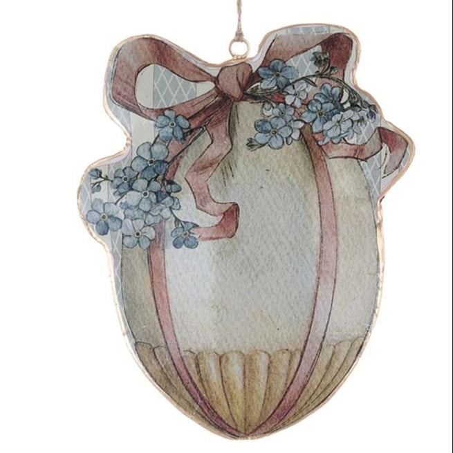 BLANC MARICLÒ Uovo da Appendere in Latta " JOYEUSES PÂQUES "