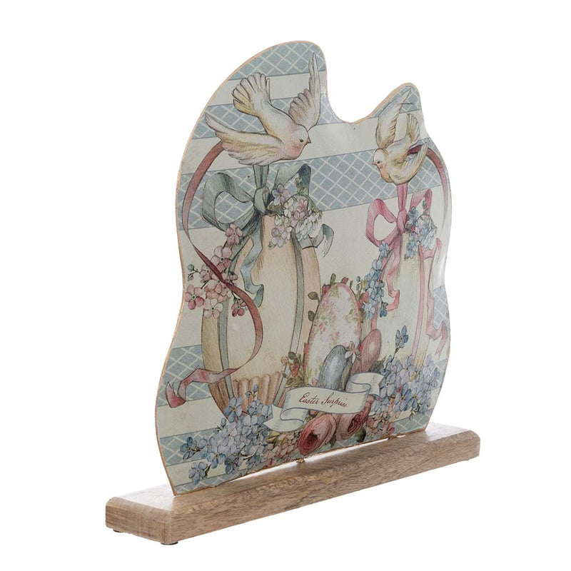 BLANC MARICLÒ Decorazione in Latta e Legno con Uova di Pasqua "PHAEDRA"