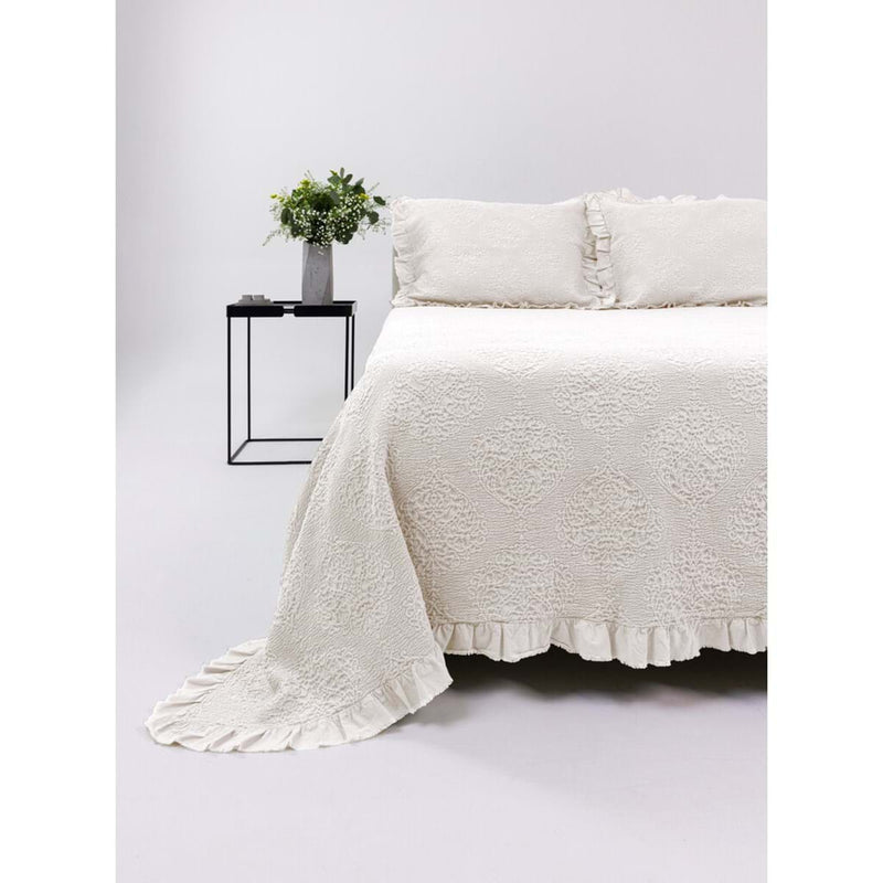 BLANC MARICLÒ Copriletto Matrimoniale Bianco in Cotone "DAMASCO"