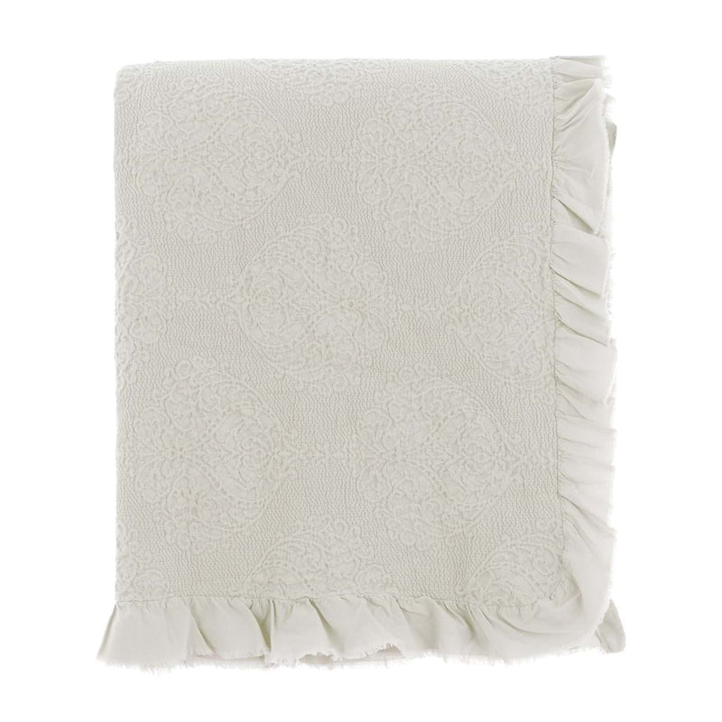 BLANC MARICLÒ Copriletto Matrimoniale Bianco in Cotone "DAMASCO"