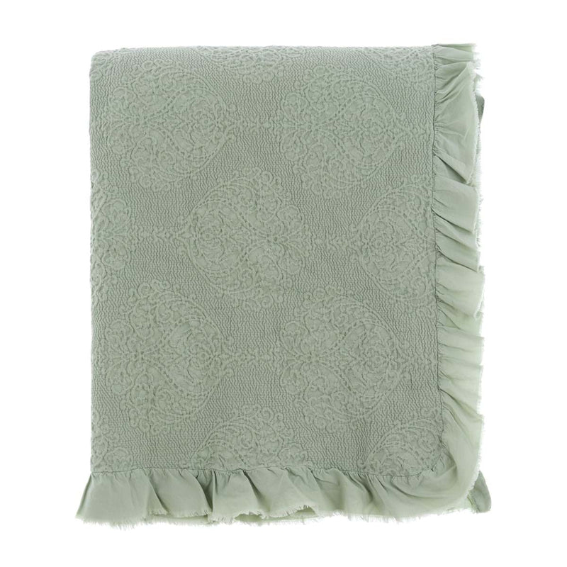 BLANC MARICLÒ Copriletto Matrimoniale Verde in Cotone " DAMASCO "