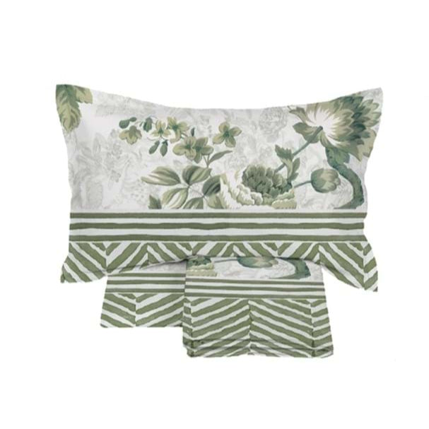 BLANC MARICLÒ Lenzuola Matrimoniali Fiori Verdi "ERBORISTA"