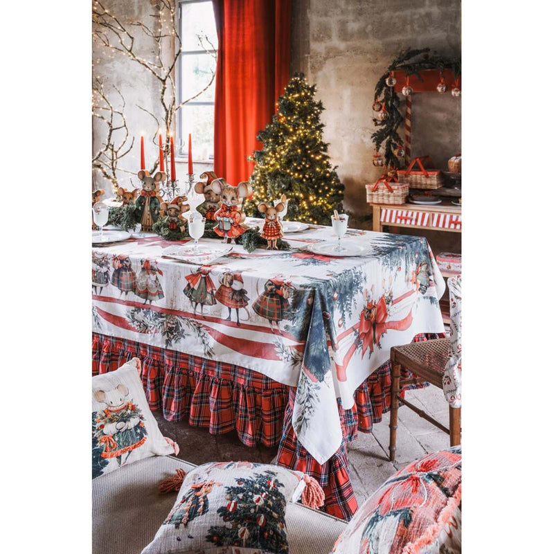 BLANC MARICLÒ Tovaglia Cerata con Topine " FAVOLA DI NATALE "