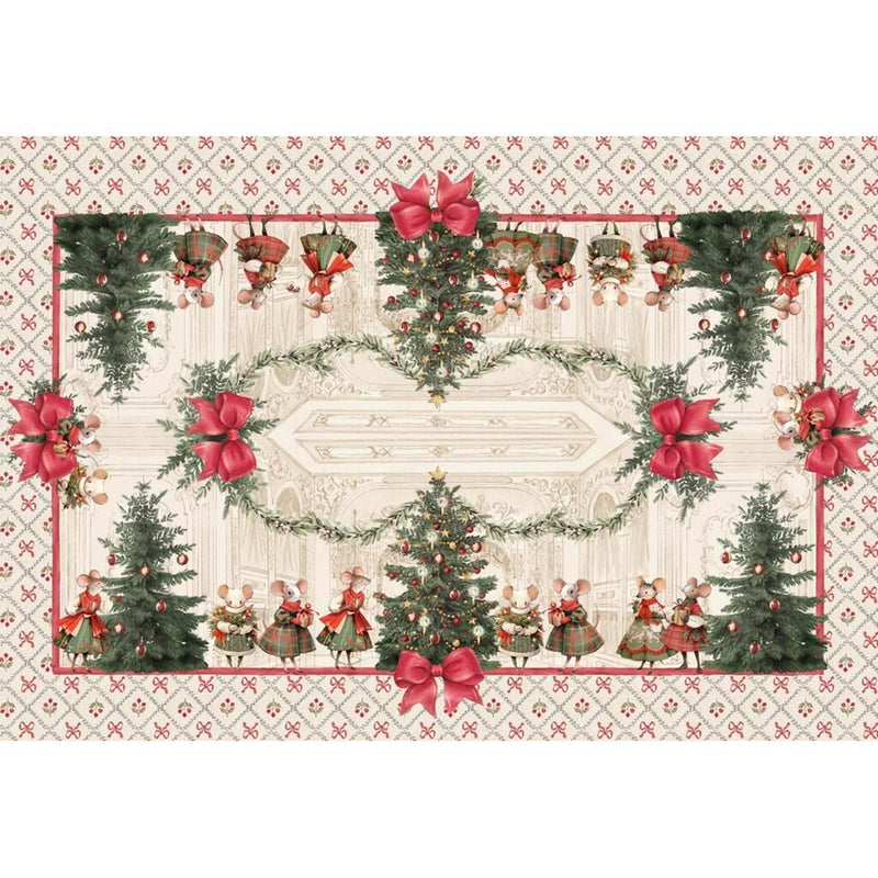 BLANC MARICLÒ Tovaglia Cerata con Topine " FAVOLA DI NATALE "