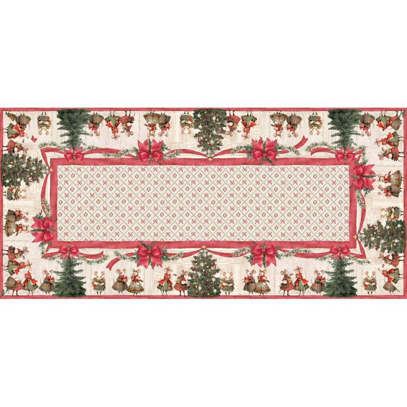 BLANC MARICLÒ Tovaglia in Cotone con Topine " FAVOLA DI NATALE "