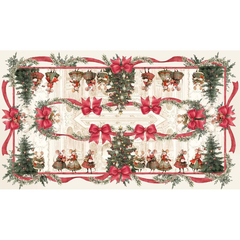 BLANC MARICLÒ Tovaglia in Cotone con Topine " FAVOLA DI NATALE "