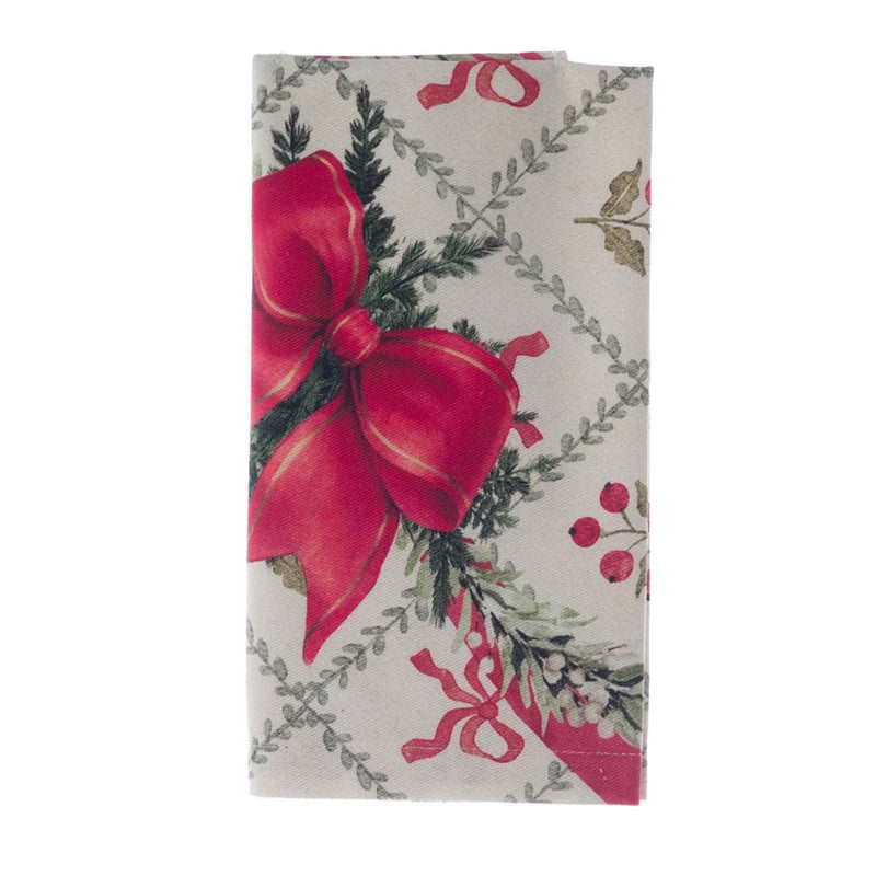 BLANC MARICLÒ Tovagliolo Natalizio in Cotone con Fiocco " FAVOLA DI NATALE "