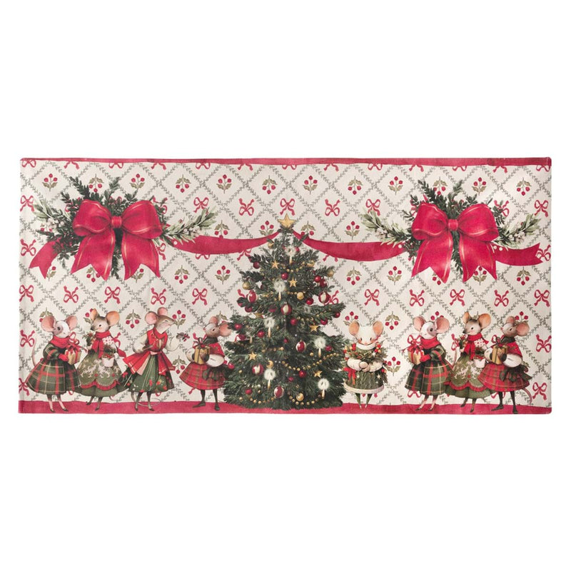 BLANC MARICLÒ Tappeto in Cotone con Topine e  Alberi di Natale " FAVOLA DI NATALE "