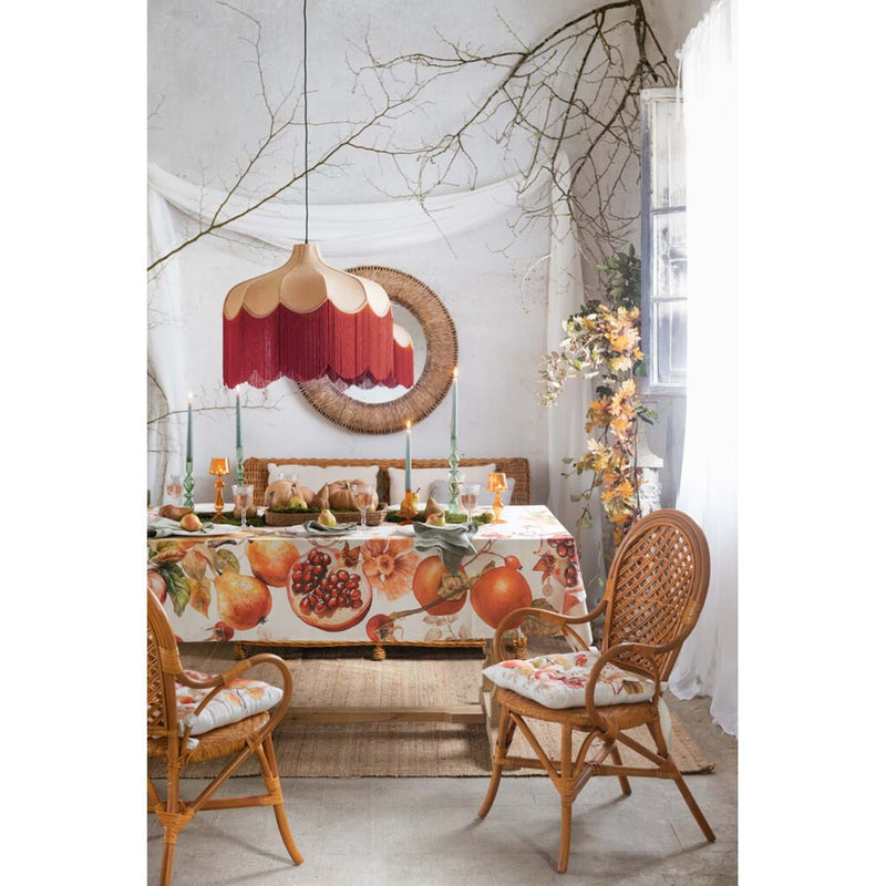 BLANC MARICLÒ Tovaglia Cerata Autunnale con Stampa Frutti " PERSIMMON "