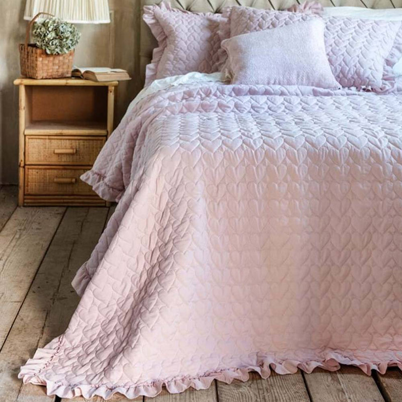 BLANC MARICLÒ Set Trapunta Matrimoniale con 2 Federe Copriguanciali e Gala 280 GSM " CUORE DI ZUCCHERO "