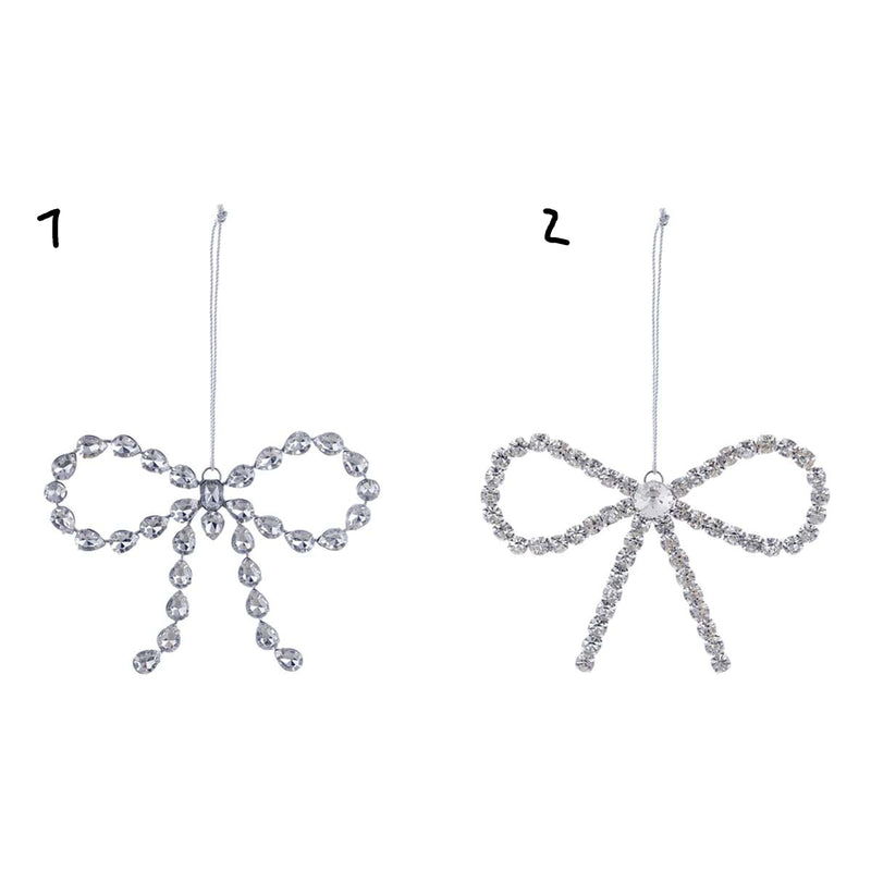 BLANC MARICLÒ Decorazione Fiocco in Metallo Vetro Plastica " ARGENTEA "