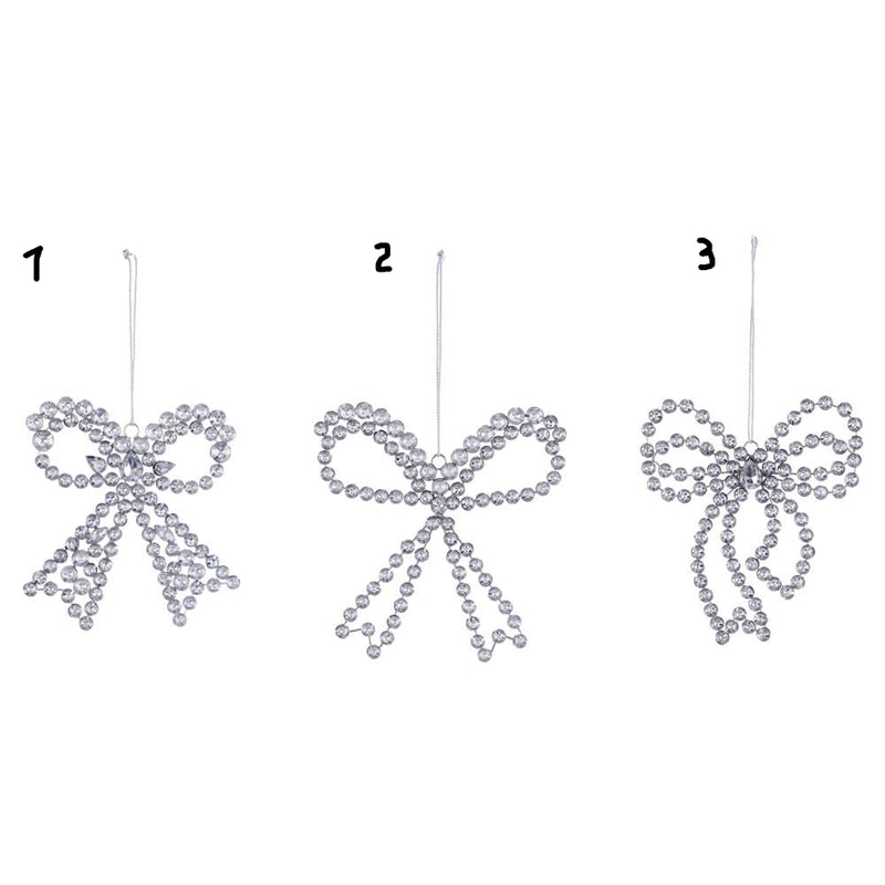 BLANC MARICLÒ Decorazione Fiocco in Metallo Vetro Plastica " ARGENTEA "