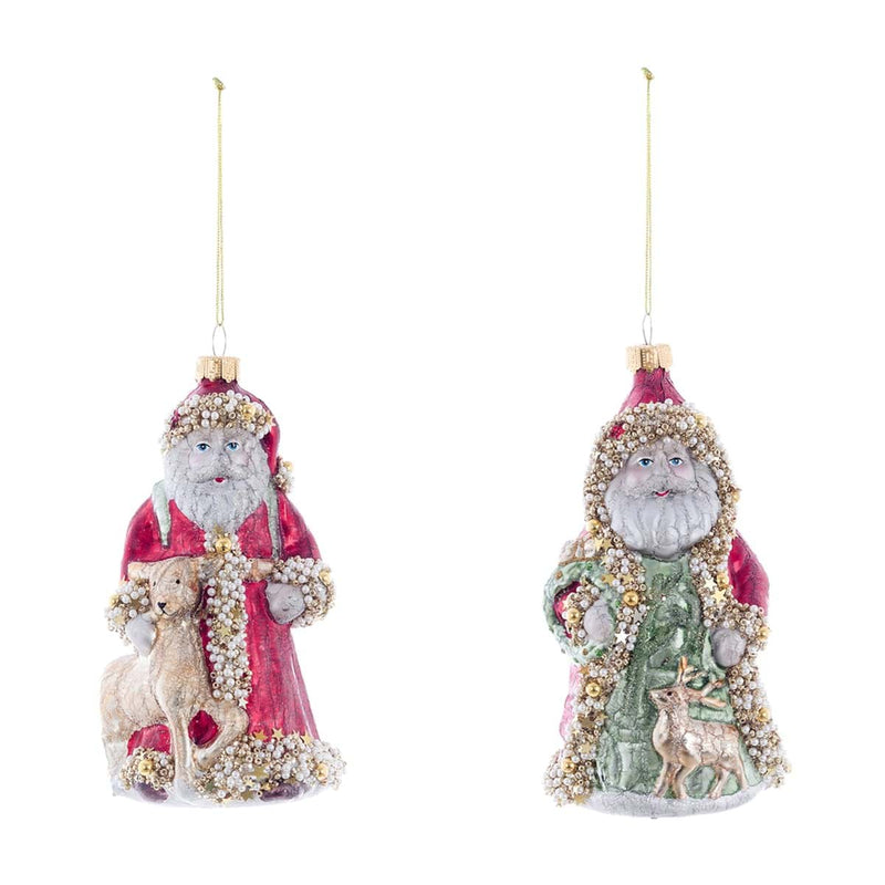 BLANC MARICLÒ Santa Claus in Vetro con Renna " ORNAMENTA "