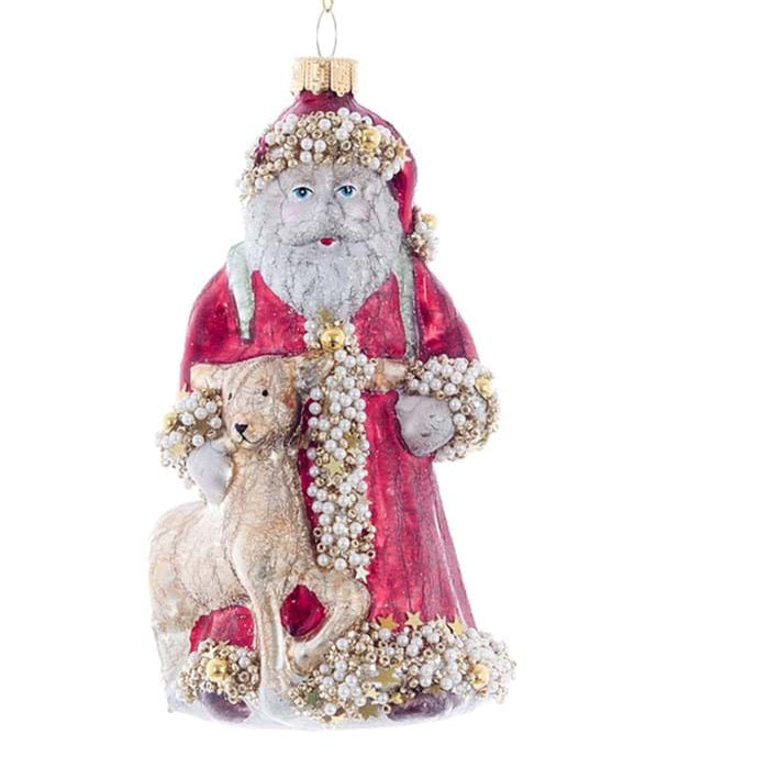 BLANC MARICLÒ Santa Claus in Vetro con Renna " ORNAMENTA "