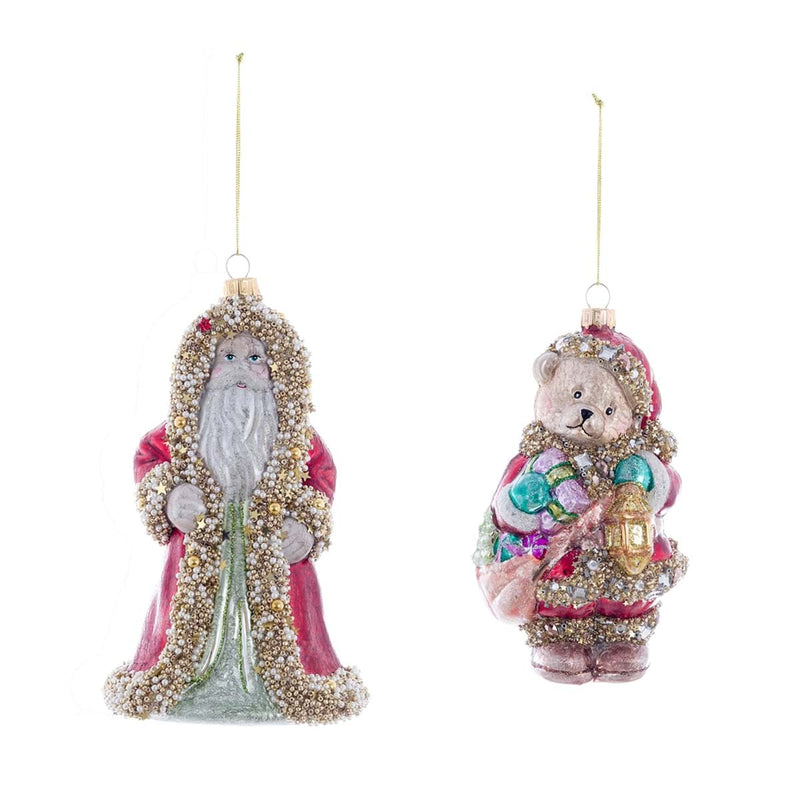 BLANC MARICLÒ Santa Claus e Orsacchiotto in Vetro " ORNAMENTA "