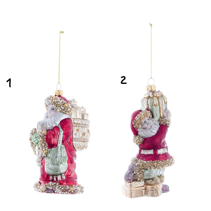 BLANC MARICLÒ Santa Claus in Vetro con Pacchi Regalo " ORNAMENTA "