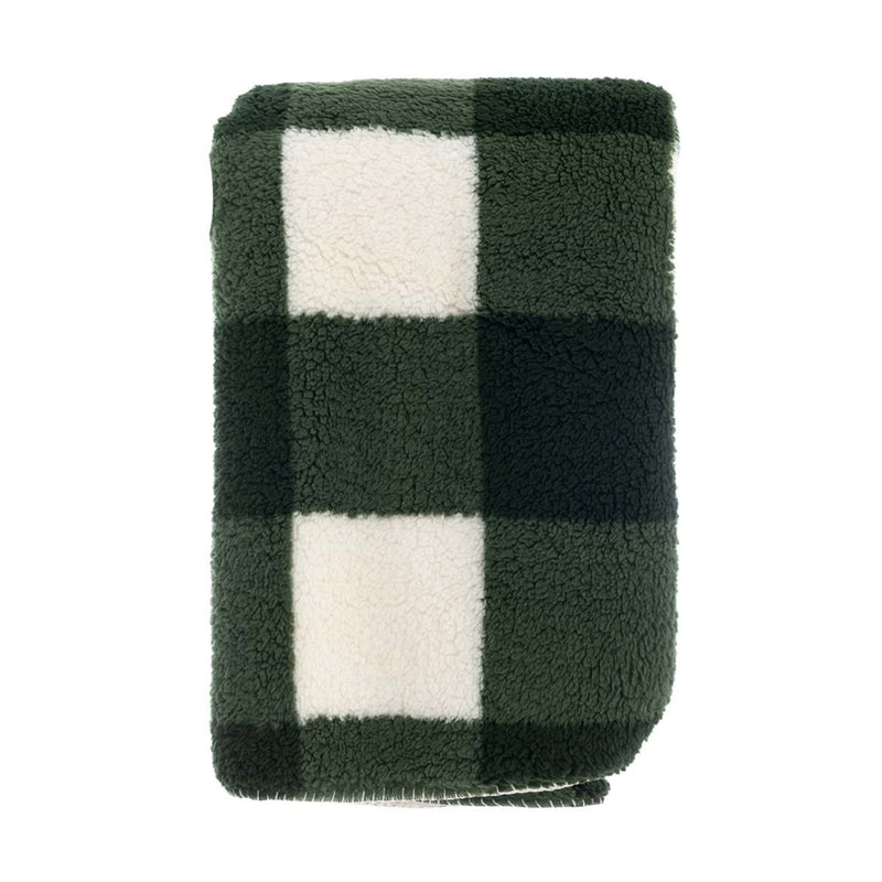 BLANC MARICLÒ Plaid Sherpa Verde a Quadri 410 GSM " MORBIDO ESSENZIALE "